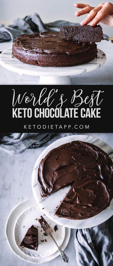 World's Best Keto Chocolate Cake | KetoDiet Blog Best Keto Chocolate Cake, Creamy Chocolate Frosting, Fudgy Chocolate Cake, Fudgy Cake, Low Carb Backen, Keto Chocolate Cake, Postre Keto, Low Carb Dessert, Keto Cake