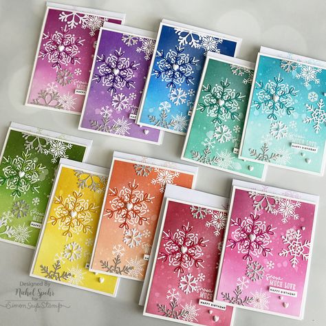 Simon Says Stamp January 2023 Card Kit | Set of 10 Cards & Envelopes – Nichol Spohr LLC Happy Holidays Greetings, Nichol Spohr, Greeting Card Inspiration, Stamped Christmas Cards, Happy Birthday Design, Snowflake Cards, Birthday Stamps, Homemade Christmas Cards, Christmas Card Crafts