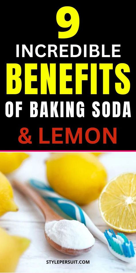 In the realm of natural remedies and DIY beauty hacks, baking soda and lemon has emerged as a powerhouse with amazing benefits. These two when combined, unlock a range of uses from refreshing beverages to rejuvenating skincare routines. Check out their incredible benefits and applications in areas such as drinking, face masks, juice cleansing, teeth care, hair lightening, underarm care, tackling dark spots, and banishing pesky blackheads. #bakingsoda #lemon #skincare #cleaning #health Benefits Of Baking Soda, Baking Soda Health, Baking Soda Benefits, Baking Soda And Lemon, Skincare Routines, Baking Soda Uses, How To Lighten Hair, Baking Soda Shampoo, Teeth Care