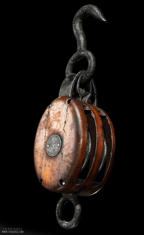 ArtStation - Vintage Pulley, Thiago Souza Industrial Props, Maya Modeling, 3d Cinema, Environment Props, Props Art, Game Props, Antique Tools, Growth Hacking, Art Station