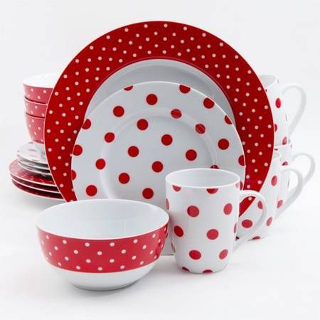 Isaac Mizrahi, Dot Luxe Red | Replacements, Ltd. Polka Dot Dishes, Casual Dinnerware Sets, Square Dinnerware Set, Casual Dinnerware, Ceramic Dinnerware Set, Orange Dots, Fine Ceramic, Ceramic Dinnerware, Tableware Collection