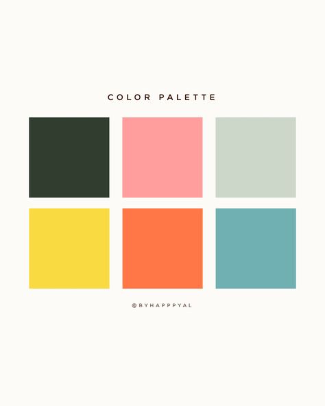 Red Pink Green Blue Color Palette, Pink Yellow Turquoise Color Schemes, Pink Orange Yellow Blue Green Color Palette, Green Yellow Pink Color Palette, Salmon Color Palette, Bright Spring Color Palette, Instagram Typography, Typography And Illustration, Turquoise Color Palette