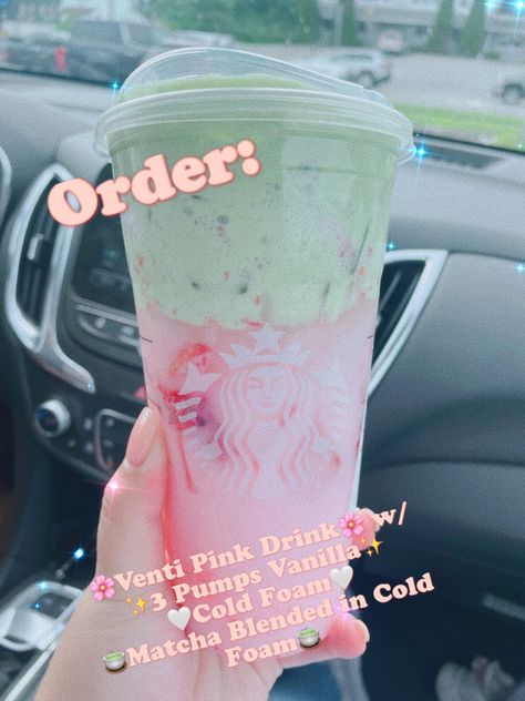 Starbucks Drinks Pink Drink Matcha, Starbucks Strawberry Matcha Drinks, Strawberry Matcha Starbucks Order, Matcha Strawberry Drink, Strawberry Starbucks Drink Recipe, Starbucks Drinks With Matcha, Matcha Pink Drink Starbucks, Match Starbucks Drinks, Starbucks Drinks To Try Matcha