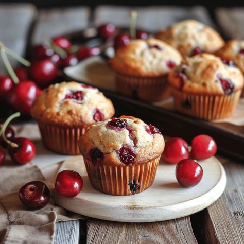 Delicious sour cherry muffins with a perfect blend of sweet and tart flavors, ideal for breakfast or a snack. Ready in under an hour! Sour Cherry Muffins, Tart Flavors, Cherry Muffins, Sour Cherries, Cherry Filling, Filled Muffins, Muffin Batter, Sour Cherry, Muffin Cups