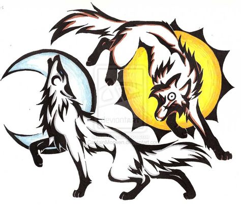 Coyote Tattoos, Wolf Deviantart, Fox Tattoo Design, Micron Pen, Sun And Moon Drawings, Norse Tattoo, Embroidery Lessons, Wolf Tattoo Design, Art Templates