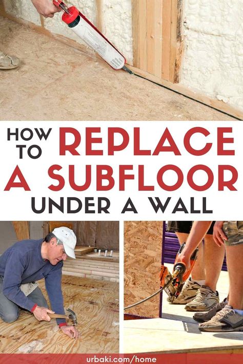 Replacing an underlayment under a wall is necessary when the underlayment is no longer structurally sound. The subfloor is the solid foundation under the floor covering that it depends on for the stability of the floor and walls. It is not the main support system, it is the work of beams, posts and beams, but it does its part in the work. The subfloor can rot with water, usually the case with the walls behind the shower controls or the walls under the malfunctioning windows. In some cases... Replacing Subflooring Diy, Subfloor Replacement, Subfloor Repair, Mobile Home Improvements, Mobile Home Skirting, Mobile Home Repair, Bathroom Construction, Mobile Home Makeovers, Mobile Home Renovations