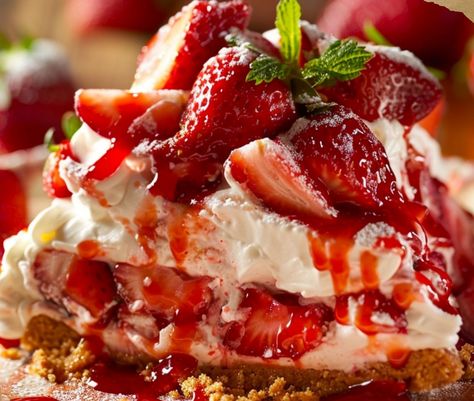 Strawberry Seismic Cake Strawberry Seismic Cake, Canned Strawberries, Vanilla Whipped Cream, Strawberry Filling, Strawberry Puree, Moist Cakes, Graham Cracker Crumbs, Strawberry Jam, Gluten Free Flour