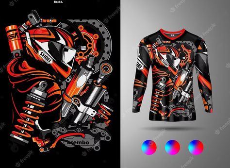 T Shirt Uniform, Sport Uniform, Racing Jersey, Jersey Mockup, Sport Shirt Design, T Shirt Design Template, Uniform Shirt, Motocross Racing, Biker T Shirts