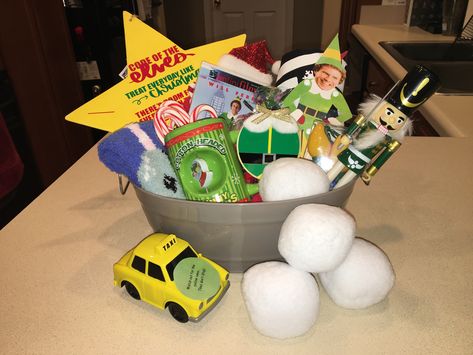 Elf Gift Basket, Buddy The Elf Gift Basket, Elf Basket Ideas, Santa Gift Tag, Santa I Know Him, Raffle Basket, Santa Gift Tags, Elves Gift, Christmas Basket