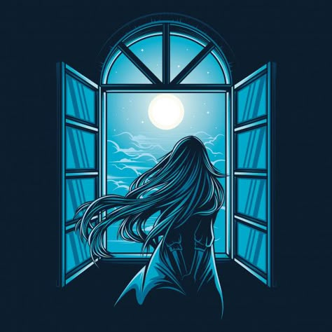 Woman looking at window | Premium Vector #Freepik #vector Girl Looking Out Window, Light Through Window, Animation Guide, Sketching Color, Looking Through A Window, Window Drawings, Window Sketch, Window Vector, Looking Out Window