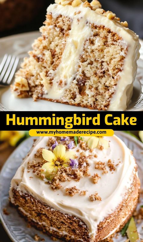 This hummingbird cake is the best hummingbird cake recipe for special occasions. Packed with pineapple, bananas, and pecans, it’s the ultimate cake for dessert lovers Humming Bird Cake Box Cake, Hummingbird Cake Recipe Best, Keylime Cake Recipe, Banana Pineapple Cake, Hummingbird Recipe, Best Coconut Cake Recipe Ever, Best Hummingbird Cake, Best Coconut Cake Recipe, Hummingbird Cake Recipe