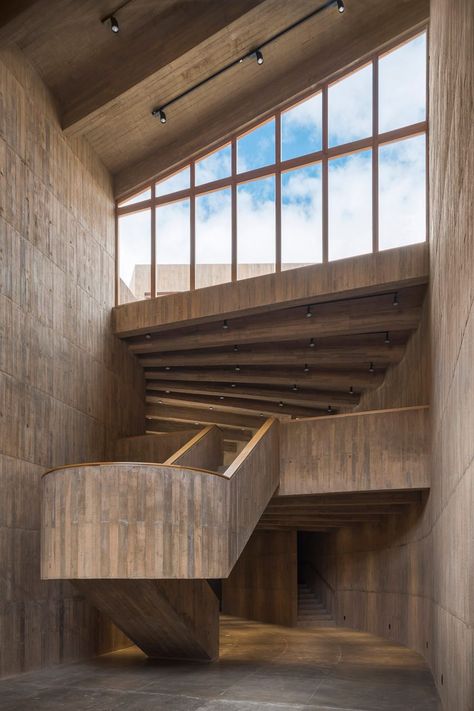 Teotitlan del Valle Community Cultural Center by Productura Dezeen Architecture, Tinted Concrete, Passive Design, Interior Design School, Architecture Ideas, Cultural Architecture, Brutalist Architecture, Architectural Drawing, Cultural Center