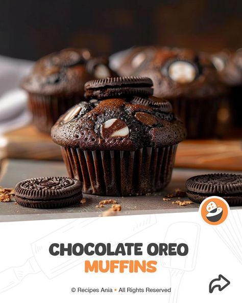 Recipes Ania Oreo Muffins, Chocolate Oreo, Chocolate Oreos, Muffin Recipes, Freshly Baked, Oreo, Muffins, Baking