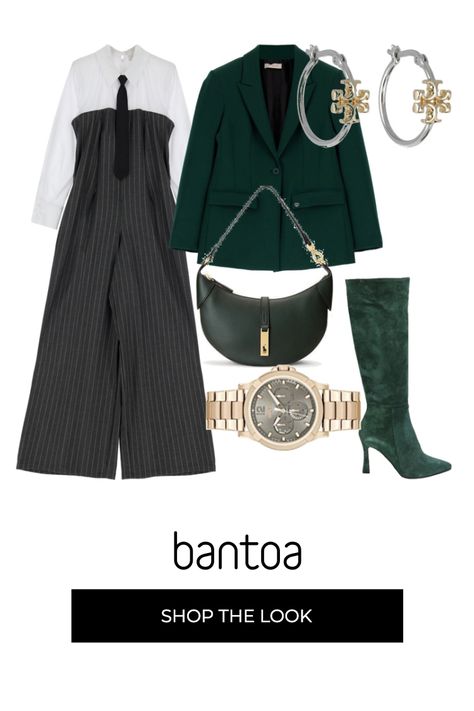 Tuta grigio gessato con camicia bianca e cravatta nera. Orologio acciaio inox colore Gold rosé quadrante grigio. Stivali alti in camoscio verde pino. Giacca e borsa a spalla verde Composizione dell'outfit: woman | Bags | Shoulder bags TORY BURCH, woman | Bags | Shoulder bags HUGO, woman | Bags | Shoulder bags Primadonna Collection, woman | Bags | Shoulder bags Please, woman | Bags | Shoulder bags Dixie, woman | Bags | Shoulder bags Polo Ralph La... Fashion Board, Outfit Donna, Style Board, Bags Shoulder, Polo Ralph, Tory Burch, Shoulder Bags