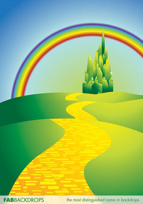 4x5 Emerald Castle of the Oz Lands Rainbow Arc Arc Backdrop, The Yellow Brick Road, Wood Backdrop, Brick And Wood, Wedding Photo Props, Brick Road, Yellow Brick Road, Vinyl Backdrops, Printed Backdrops