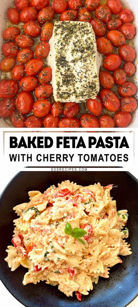 Viral Feta Pasta, Tiktok Pasta Feta, Feta Pasta Bake, Feta Tomato Pasta, Tiktok Feta Pasta, Pasta With Cherry Tomatoes, Baked Feta Pasta, Tomato Pasta Recipe, Best Pasta Dishes