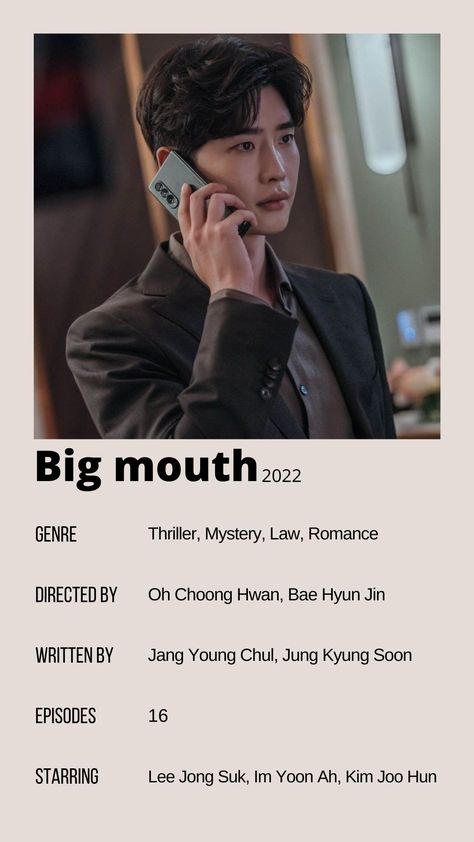 Big Mouth Kdrama Poster, Big Mouth Poster, Kdrama List, Kdrama Poster, Korean Drama Series, Poster Anime, Korean Drama List, Pop Photos, Jong Suk