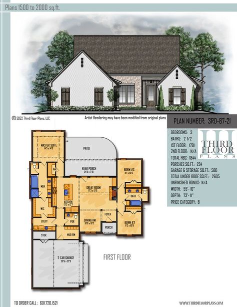 $600.00 House Plan 9 sets Closet With Laundry Room, Closet With Laundry, Garage With Storage, Porch And Patio, Elegant Farmhouse, 1/2 Bath, Tray Ceiling, Tub Shower, Home Plan