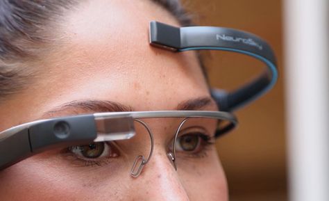 Control Google Glass with your mind... and a second headset Google Glasses, Google Glass, Smart Glasses, Future Tech, Wearable Tech, Wearable Device, Medical Technology, 3d Laser, Nanotechnology