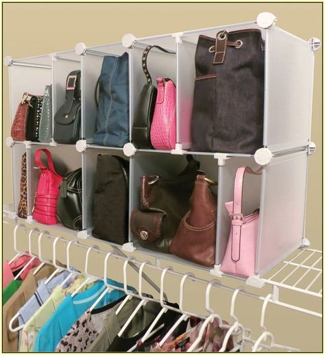 handbag/purse storage ideas - Yahoo Image Search Results Organizing Purses In Closet, Small Closet Space, Maximize Small Space, Purse Storage, Handbag Storage, Small Closets, Apartment Organization, Small Space Organization, Small Closet Organization