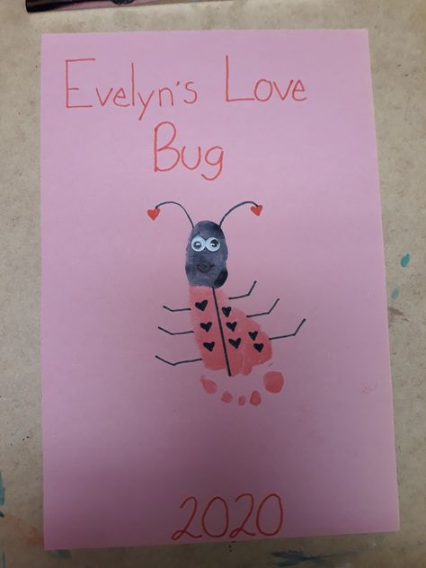 February Lesson Plans For Infants, Love Bug Footprint, Bug Footprint, February Lesson Plan, Ladybug Room, Infant Crafts, Daycare Lesson Plans, February Lessons, Infant Art