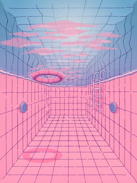 Pool Drawing, Vaporwave Wallpaper, Iphone Wallpaper Aesthetic, Vaporwave Art, Carpet Ideas, Posca Art, Wallpaper Iphone Wallpaper, 흑백 그림, Vaporwave Aesthetic