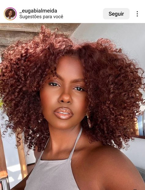 Copper Red Hair With Bangs, 4c Copper Hair, Auburn Copper Curly Hair, Soft Auburn Hair Color Loreal Hicolor, Copper Natural Hair Black Women, Auburn Curly Hair Black Women, Auburn Copper Hair On Black Women, Curly Hair Color Ideas Red, Ginger Hair Dark Skin