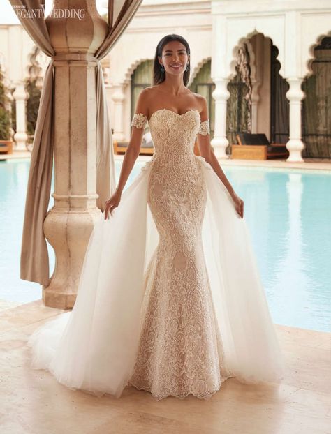 Demetrios Wedding Dress, Demetrios Bridal, Off Shoulder Wedding Dress, Stylish Wedding Dresses, Dream Wedding Ideas Dresses, Tulle Wedding, Wedding Dresses Romantic, Park Avenue, Tulle Wedding Dress