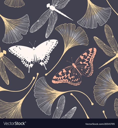 Gingko Wallpaper, Illustration Leaves, Ginkgo Leaves, Leaves Illustration, Plant Wallpaper, Matte Pink, Wallpaper Rolls, Butterfly Wallpaper, Phoenix Az