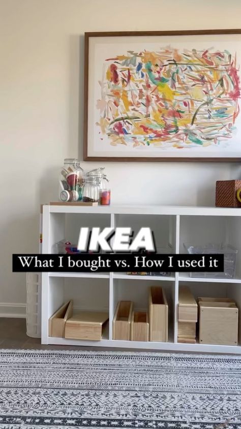 Nicole, M.Ed. - Playroom Inspo’s Instagram profile post: “IKEA (Playroom) Storage Favorites ✨ Happy Friday! I wanted to share how we use a few of our favorite items from IKEA. Check it out and be…” Kallax Playroom Ideas, Pahl Ikea, Ikea Playroom Storage, Kallax Storage, Toddler Toy Storage, Storage Divider, Sensory Balls, Ikea Playroom, Cube Storage Unit