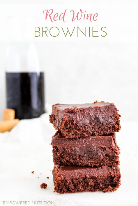 Red wine & dark chocolate combine to form the perfect marriage in brownie form. These fudgy, decadent brownies are the perfect way to celebrate Valentine's Day! | EmPowered Nutrition | #redwine #homemadebrownies #valentinesday #redwinebrownies Wine Brownies, Red Wine Brownies, Decadent Brownies, Dark Chocolate Nutrition, Dreamy Desserts, The Perfect Marriage, Waffle Cake, Homemade Brownies, Valentine's Day Recipes