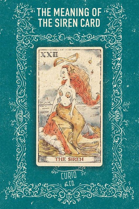 The Tarot of Musterberg is a rare tarot deck and the only one to include this mermaid tarot card – The Siren card – as the highest Major Arcana card. Her beguiling loveliness, with her flowing red hair typical of classic mermaid beauty, is one of the reasons the Tarot of Musterberg is known as the ginger tarot deck. Check out our article on the meaning and origins of this one of a kind tarot card, and get your own Tarot of Musterberg and answer the Siren’s call to enchanting adventure! Siren Tarot Card, Beautiful Siren, Mermaid Tarot, Tarot Cards Major Arcana, Mermaid Beauty, Adventure Is Calling, The Major Arcana, Major Arcana Cards, The Siren