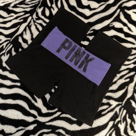 VICTORIAS SECRET PINK FOLDOVER YOGA PANTS 💕purple... - Depop Victoria's Secret Pink, Secret Pink, Yoga Pants, That Look, The Back, Yoga, Purple, Lace, Pants