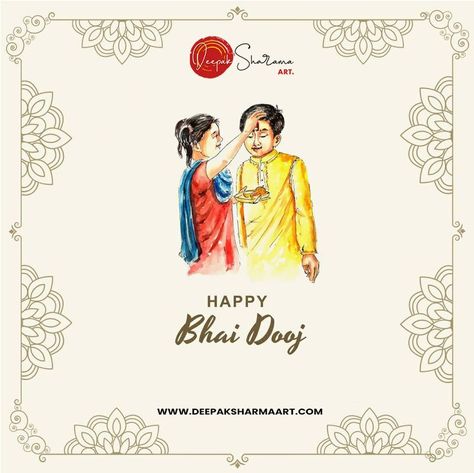 Wishing a very Happy Bhai Dooj to all the brothers and sisters. May God bless your relationship with happiness, understanding and lots of love. #deepaksharmaart #painting #BhaiDooj2021 #BhaiDoojWishes #Goodwishes #HappyBhaidooj #BhaiDooj #wishes #festival #indianfestival #celebration #festivevibes #pichwai #miniature #rajasthani Bhaidooj Wishes, Bhai Dooj Wishes, Happy Bhai Dooj, Pichwai Painting, Bhai Dooj, Pichwai Paintings, Harry Potter Drawings, Indian Festival, Brothers And Sisters