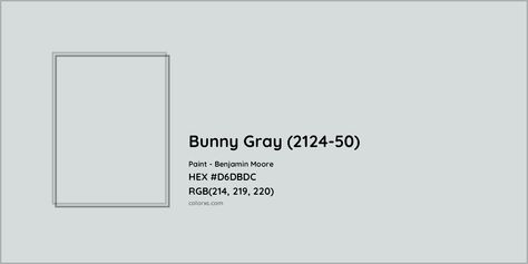 Benjamin Moore Bunny Gray (2124-50) Paint color codes, similar paints and colors Bunny Grey Benjamin Moore, Bunny Gray Benjamin Moore, Benjamin Moore Bunny Gray, Thundercloud Gray, Munsell Color System, Analogous Color Scheme, Benjamin Moore Gray, Rgb Color Codes, Tortilla Rolls