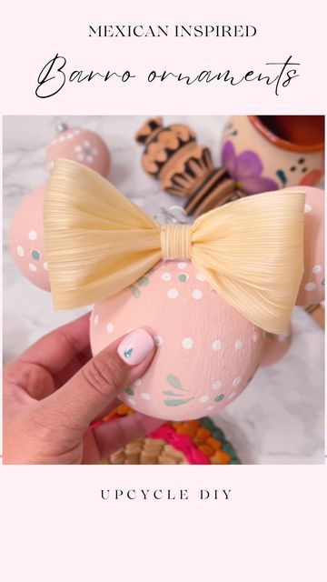 Pink Jasmin | Easy DIY Crafts on Instagram Mexican Ornaments Diy, Disney Diy Ornaments, Diy Mexican Christmas Ornaments, Diy Disney Ornaments, Disney Diy Christmas Ornaments, Disney Ornaments Diy, Disney Christmas Crafts, Prek Christmas, Disney Christmas Ornaments