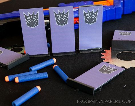 Hasbro TRANSFORMERS Party Ideas – Celebrating 35 Years of Fun Transformers Birthday Party Games, Transformers Birthday Activities, Transformers Birthday Games, Transformers Activities, Transformers Party Games, Transformer Birthday Party Ideas, Transformers Party Ideas, Party Favor Bags Diy, Decepticon Logo