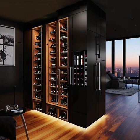 Wine cabinet design ideas for your interior. Looking for inspiration to create the perfect wine rack? Here are my top 20 ideas that will transform your bar, office, home or restaurant into a haven of sophistication and style. Each idea takes into account unique needs and preferences, combining functionality and aesthetic appeal. After purchase you will receive 20 images of a wine cabinet. I can also create a unique wine cabinet design for you. Write to me your wishes. Send a photo or 3D design o Wine And Spirits Cabinet, Wine Bar Home Ideas, Wine Rack Feature Wall, Tall Wine Storage, Bar And Wine Cabinet, Walk In Wine Room, Wine Cooler Cabinet Ideas, Bar Design Ideas Home, Bar Ideas For Home Living Rooms