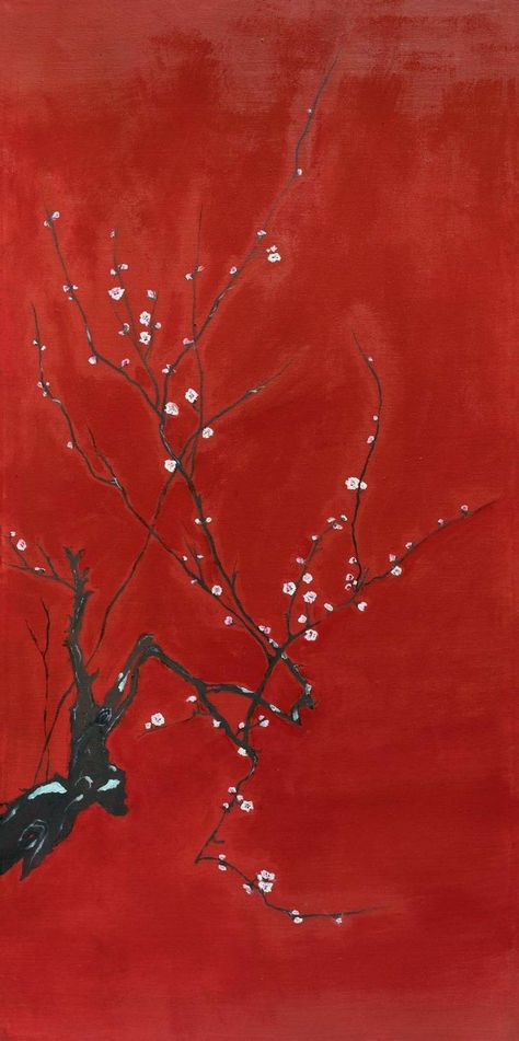 Sakura Painting, East Asian Art, Japanese Art Modern, Chinese Prints, Minimal Painting, Red Painting, Figurative Painting, Canvas Painting Diy, Water Art