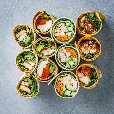 Best wrap fillings Veg Wraps, Pesto Wrap, Wrap Fillings, Wraps Recipes Easy, Tex Mex Chicken, Hummus Wrap, Easy Wrap, Peanut Chicken, Sandwich Fillings