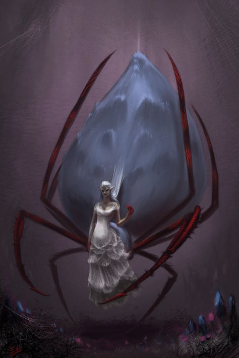 Another work for conceptart's CH.O.W So many ideas, So little time... Spider Queen, Giant Spider, Heroic Fantasy, Spider Art, Dark Elf, The Spider, Fantasy Monster, Mythological Creatures, Fantasy Rpg