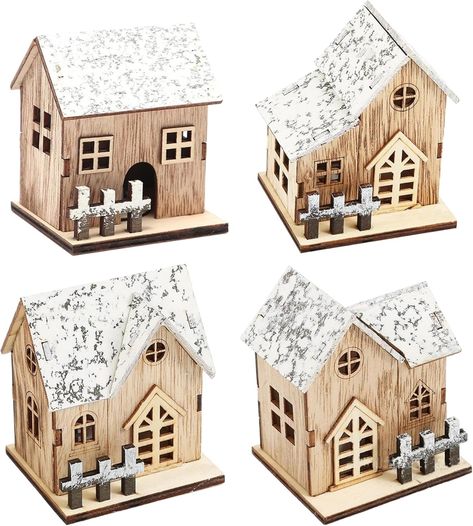 Amazon.com: Christmas Village Houses Christmas Village Sets 4PCS/Set with LED Light Boxwood Christmas Houses Village with Bottom Switch Delicate & Smooth Christmas Decor for Christmas Tabletop Decor : Home & Kitchen Christmas Houses Village, Christmas Village Sets, Houses Christmas, Christmas Houses, Christmas Tabletop Decor, Christmas Village Houses, Christmas Tabletop, Family Diy, Up House