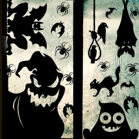 PRICES MAY VARY. Giant Size:The Halloween widnow cling measures 27.56 (L) X 15.75 (W) inches,large emough for covering your glass window.You can enjoy it in the distance. Spooky Halloween Design:Featuring scary ghost and monster silhouette,comes with spiders and bats.Creppy addition to your Halloween party decoration. Material:The Halloween window stickers are made of vinyl with great water-resistance and durability.Easy to stick and remove without leaving residues. Easy to Use:No glue required, Halloween Window Stencils, Window Decorations Halloween, Halloween Sillouette Art Window, Window Monster Silhouettes, Scary Window Silhouettes, Halloween Window Decorations Ideas, Halloween Window Art, Mirror Refrigerator, Monster Silhouette