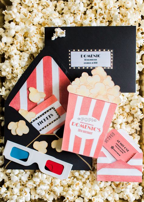 Theater Party Ideas, Movie Theater Party Ideas, Movie Theater Birthday Party, Movie Theater Birthday, Movie Theatre Birthday Party, Movie Theater Party, Home Movie Theater, Theatre Party, Movie Night Birthday Party