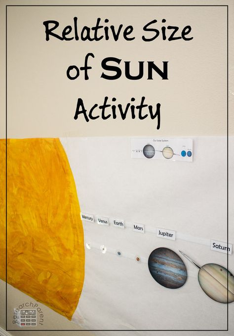 Relative Size of the Sun Activity for learning the sizes of the planets and their order relative to the sun Teaching About The Sun, Sun Facts For Kids, Earth Orbit Around The Sun Activity, Sun And Moon Lessons For First Grade, Printable Planets, Solar Eclipse Activity Kinder, Solar System Curriculum, Sun Science, Order Of The Planets