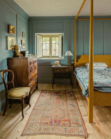 Once We Were Englishmen (@oncewewereenglishmen) • Instagram photos and videos Bedroom Floorboards, Colourful Interiors, Flagstone Flooring, Stone Barns, Tudor House, Upstairs Bathrooms, Loft Design, Rolling Hills, Shop Interior Design