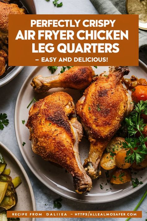 Juicy Air Fryer Chicken Leg Quarters – A Healthier Comfort Food! Description: "Enjoy a deliciously crispy and juicy chicken dinner with our Air Fryer Chicken Leg Quarters recipe. Quick to make and full of flavor, it’s a weeknight favorite you’ll love. 🍽️👌 #ComfortFood #AirFryerCooking #EasyRecipes Air Fryer Chicken Quarters, Air Fryer Chicken Leg Quarters, Chicken Quarter Recipes, Chicken Leg Quarter Recipes, Leg Quarters, Chicken Quarters, Chicken Leg Quarters, Ways To Cook Chicken, Broiled Chicken