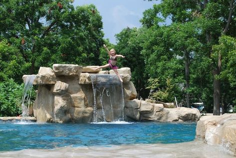 Hot Tub Photos, Freeform Pool Designs, Spa Photos, Brave Kids, Freeform Pools, Swimming Pool Photos, Rock Waterfall, Swimming Pool Hot Tub, Custom Swimming Pool