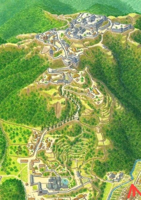 Japanese Fortress, Medieval Japanese, Fantasy City Map, Architecture Mapping, Japanese Castle, Japan Architecture, Ancient Kingdom, Castle Designs, Fantasy City