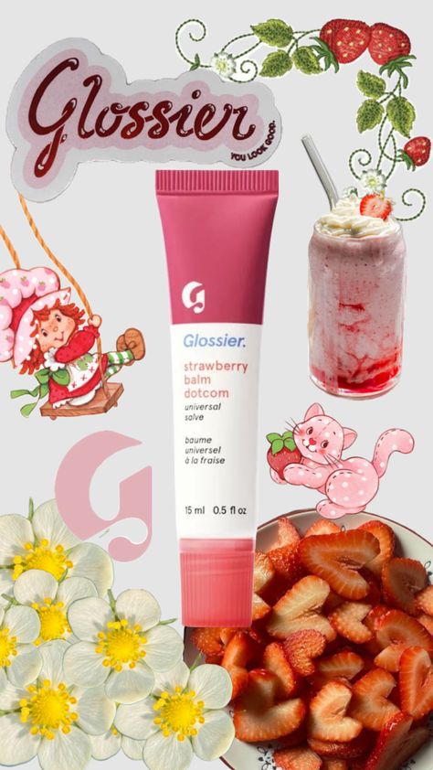 #glossier #balmdotcalm #strawberry Glossier Strawberry Balm Dotcom, Sephora Aesthetic, Glossier Balm, Glossier Balm Dotcom, Gift Wishlist, Story Design, Balm Dotcom, Lip Products, Hair Skin